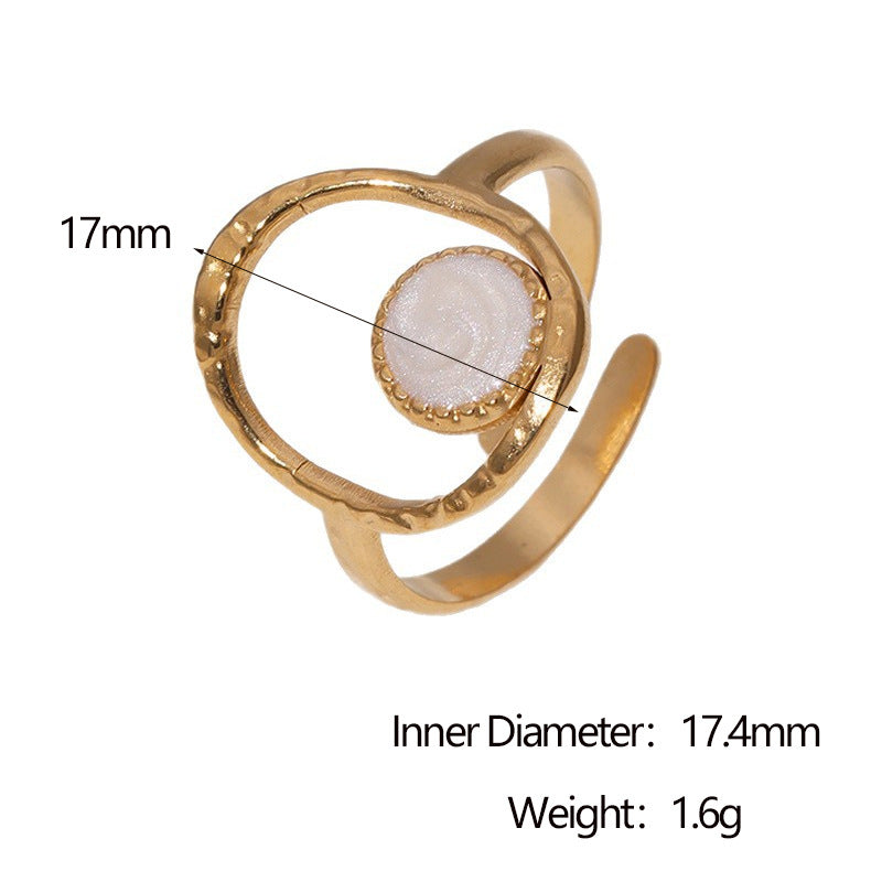 Minimalist Geometric Open Ring for Women in Stainless Steel with 18K Gold Plating
