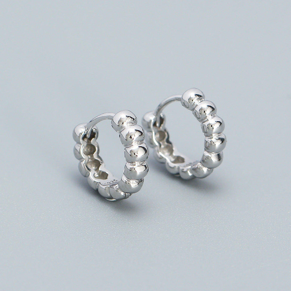 Orecchini a Cerchio Geometrici Minimalisti da Donna in Argento Sterling 925 con Finitura Placcata e Dettaglio a Pois