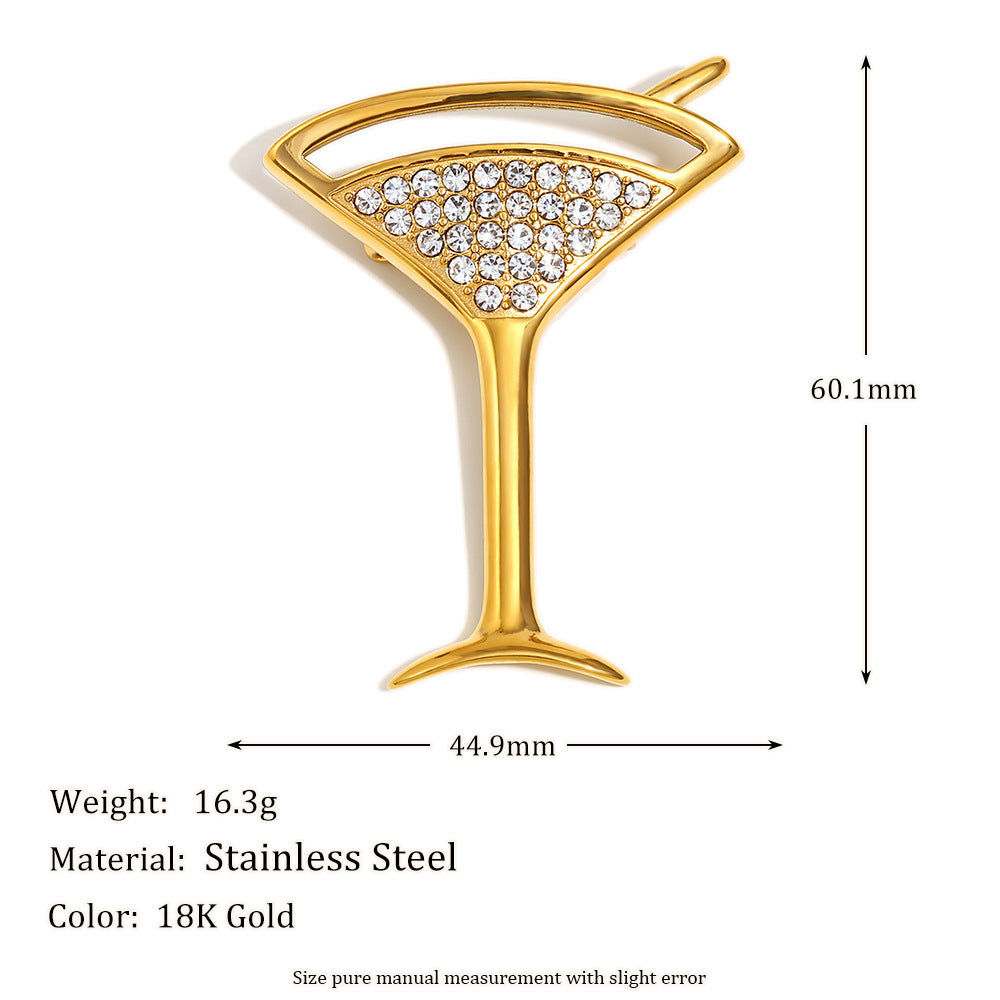 Broche de perlas con forma de concha, chapado en oro de 18 quilates, de acero inoxidable geométrico minimalista