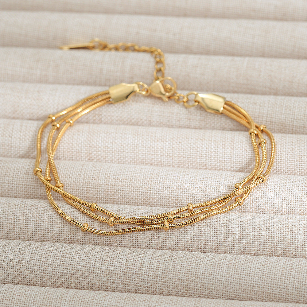 Luxury Geometric Stainless Steel Bracelet with Gold Plating for Women