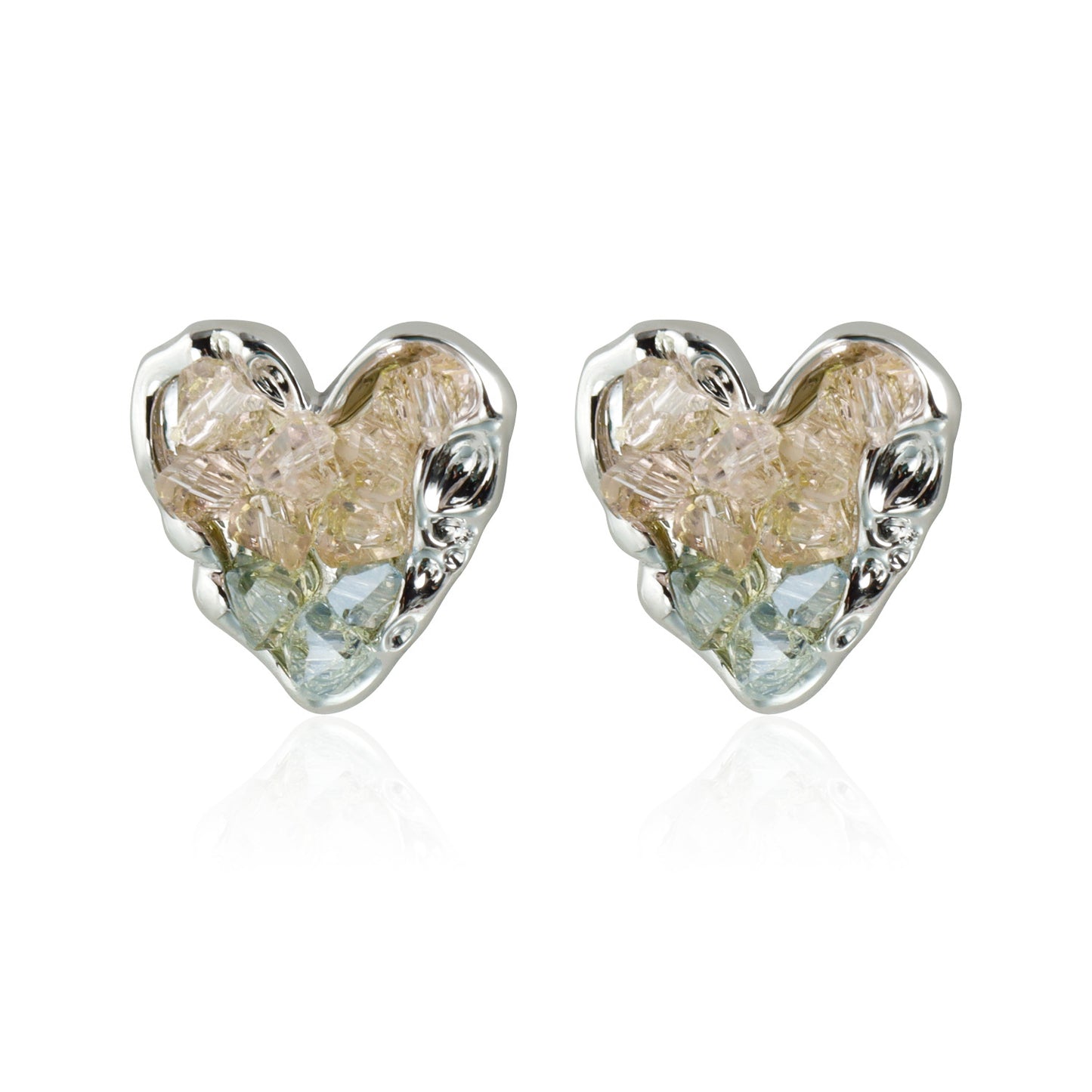 Vintage Geometric Heart-Shaped Zinc Alloy Earrings with Rhinestone Inlay and Plated Finish for Women