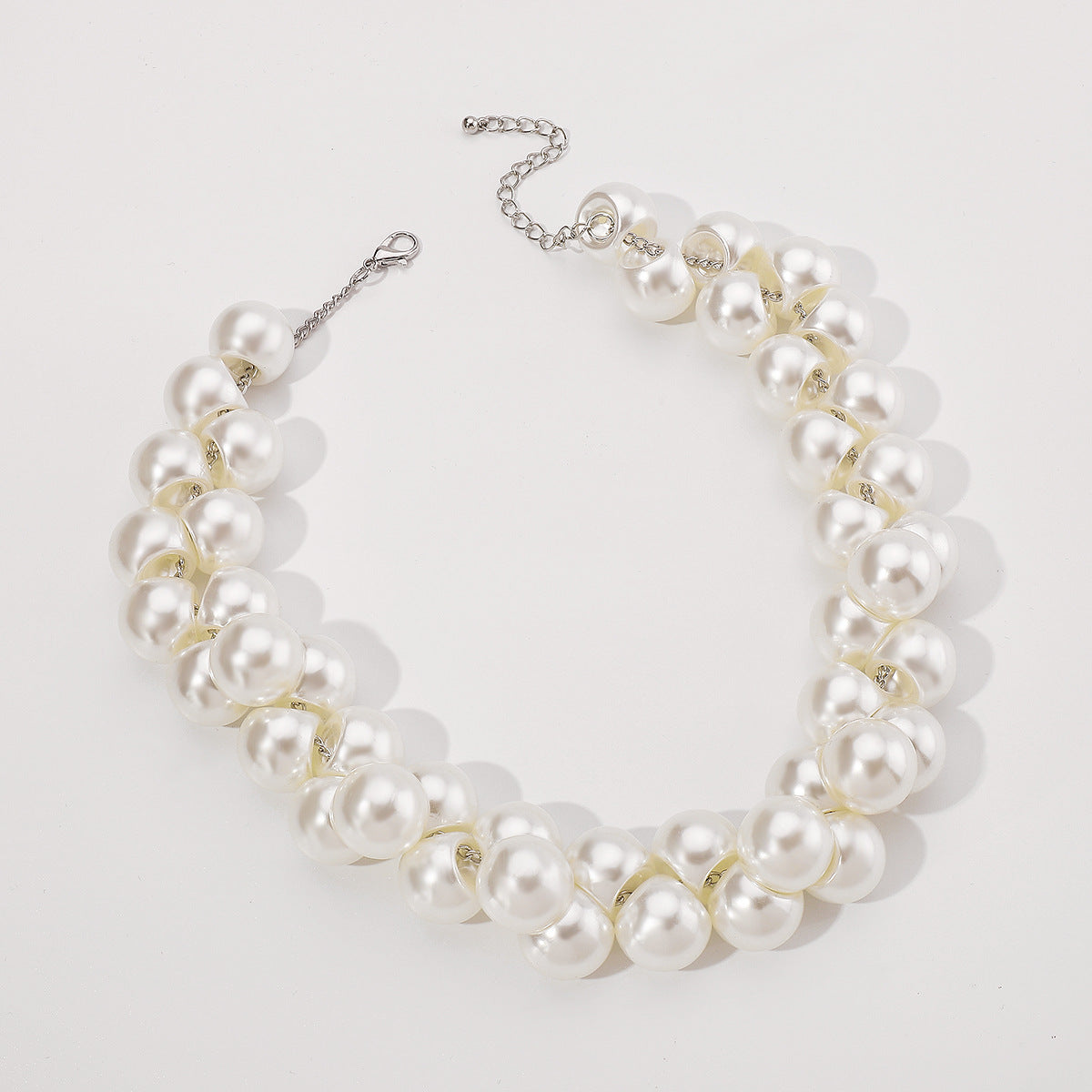 Elegante gargantilla barroca geométrica de perlas de imitación para mujer con longitud ajustable