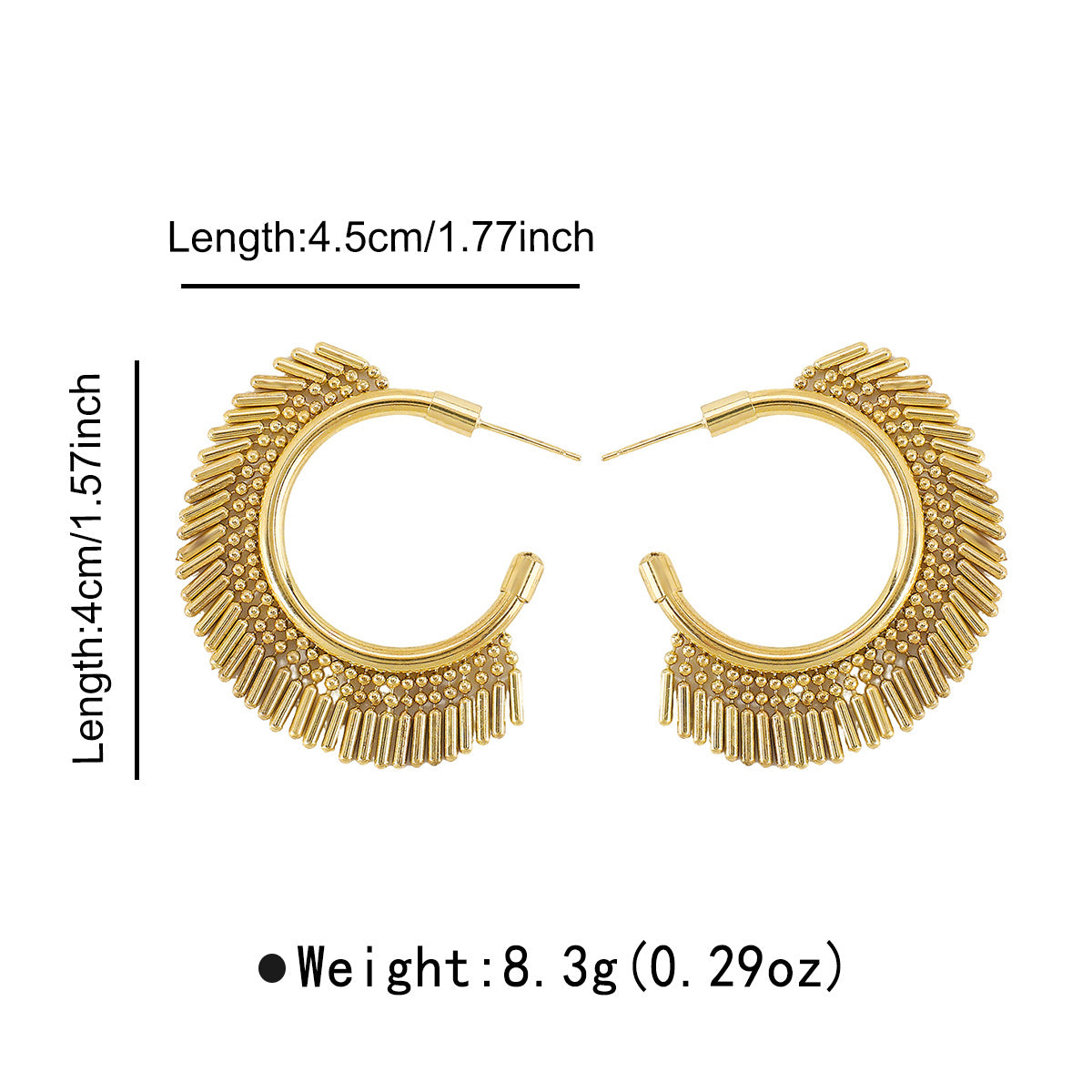 Orecchini da donna con nappe a cerchio in metallo geometrico a forma di C, in stile minimalista e alla moda, con finitura placcata