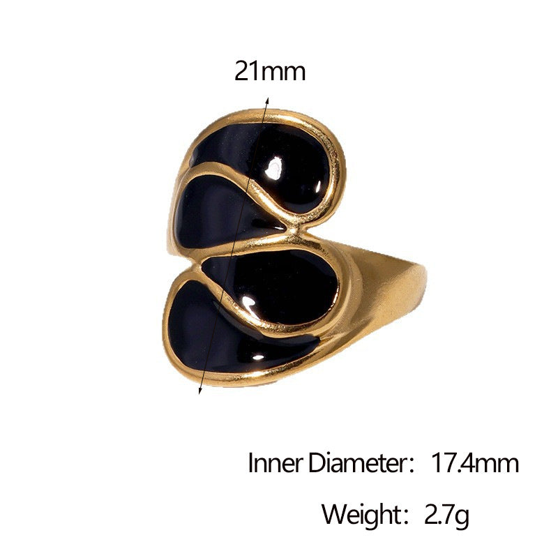 Anello geometrico minimalista placcato in acciaio inossidabile da donna con fascia aperta regolabile e finitura color oro 18K
