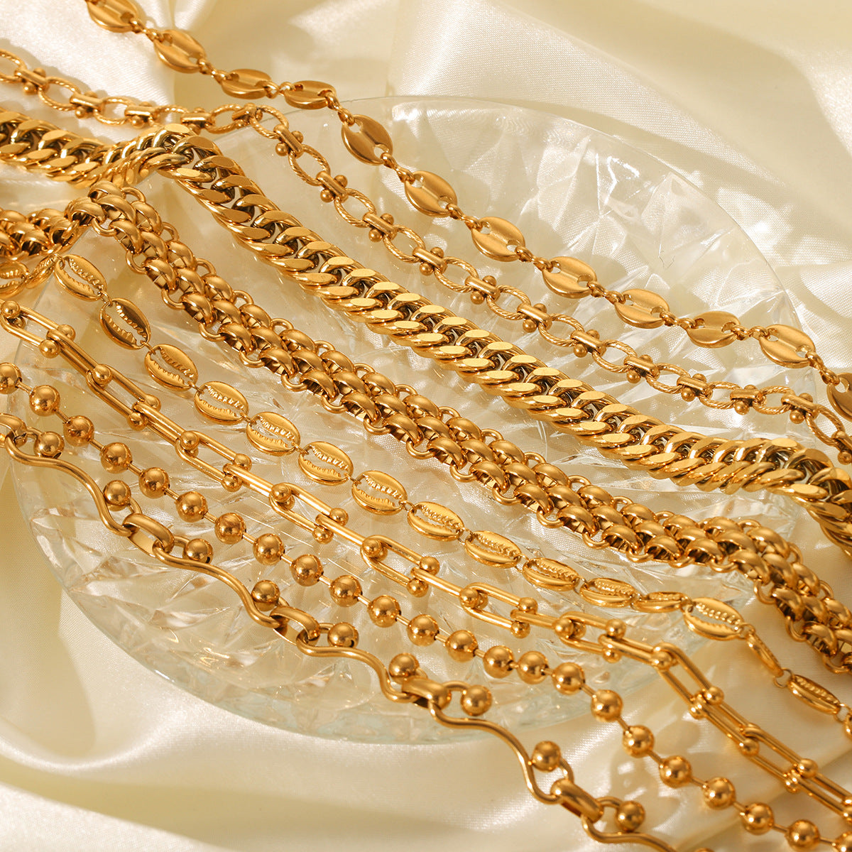 Fashionable 18K Gold Plated Geometric Stainless Steel Cuban Chain Necklace for Women