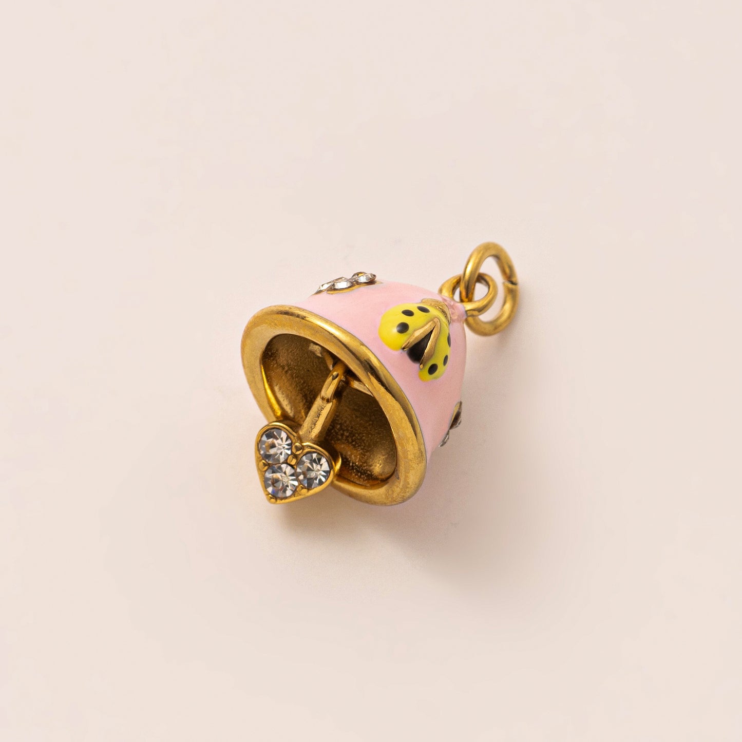 Sweet Drip Oil PVD Gold Plated Brass Stainless Steel Animal Charm Bar with Rhinestone for Women
