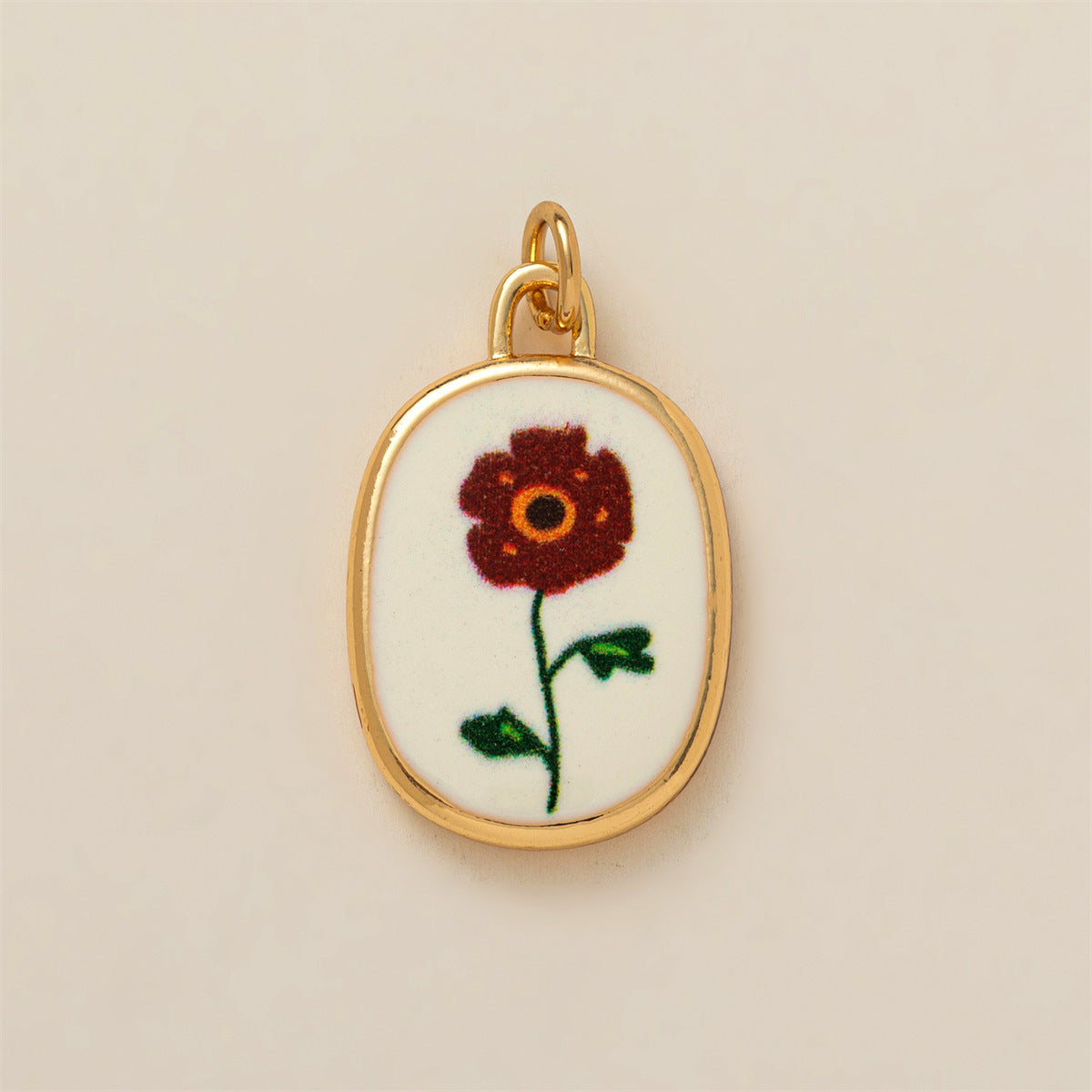Minimalist Floral Pattern Brass PVD Plated DIY Charm Bar Pendant