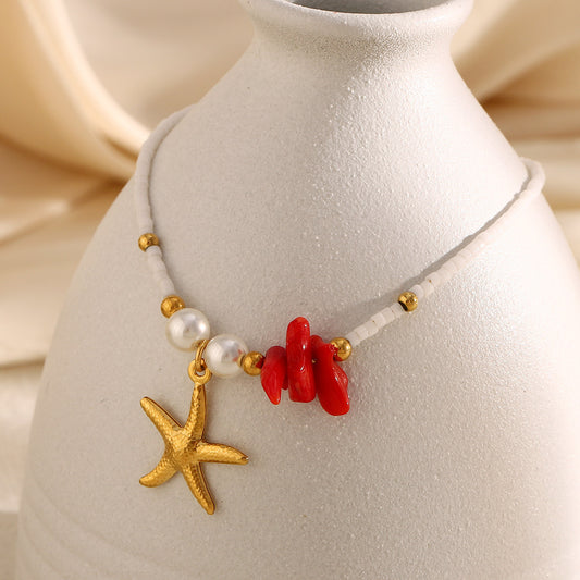 Pulsera de mujer de acero inoxidable con forma de estrella, chapada en oro de 18 quilates y colorida, de inspiración vintage a la moda