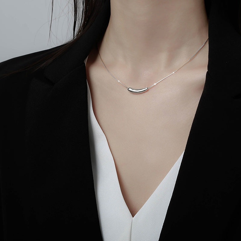 Minimalist Eggplant-Shaped Titanium Steel Pendant Necklace for Women with Plated Finish and Snake Chain
