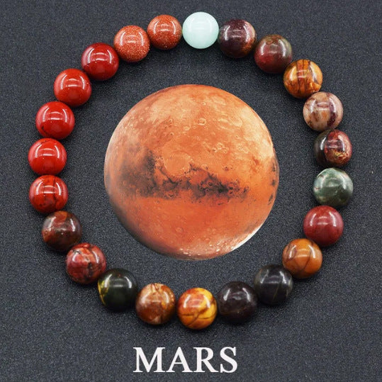 Elegant Natural Gemstone Round Beaded Bracelet Unisex Geometric Stretch Bangle Gift