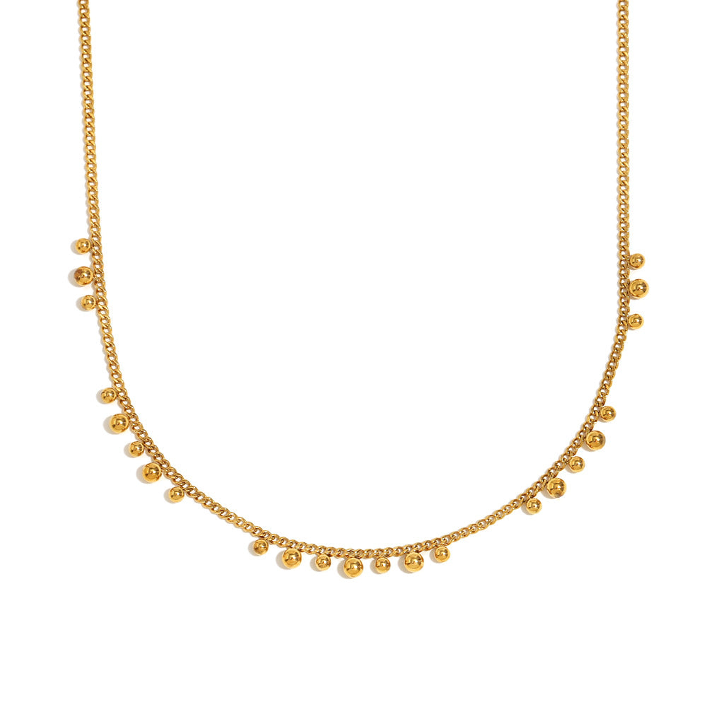 Minimalist Geometric Stainless Steel Pendant Necklace with 18K Gold Plating and Teardrop-Shaped Titanium Steel Charm
