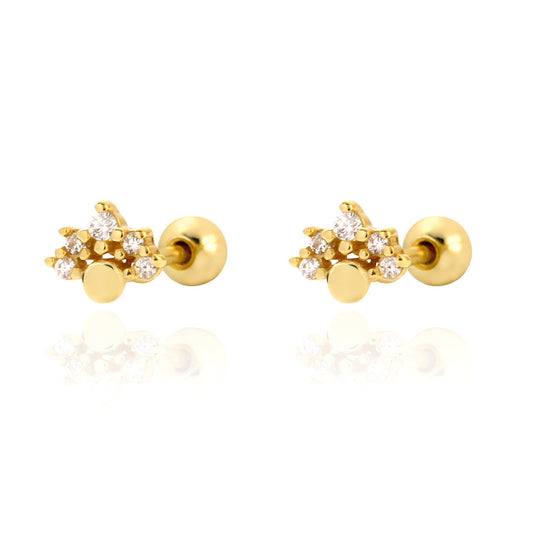 Aretes de circonita cúbica de plata de ley 925 geométrica elegante con rosca para mujer