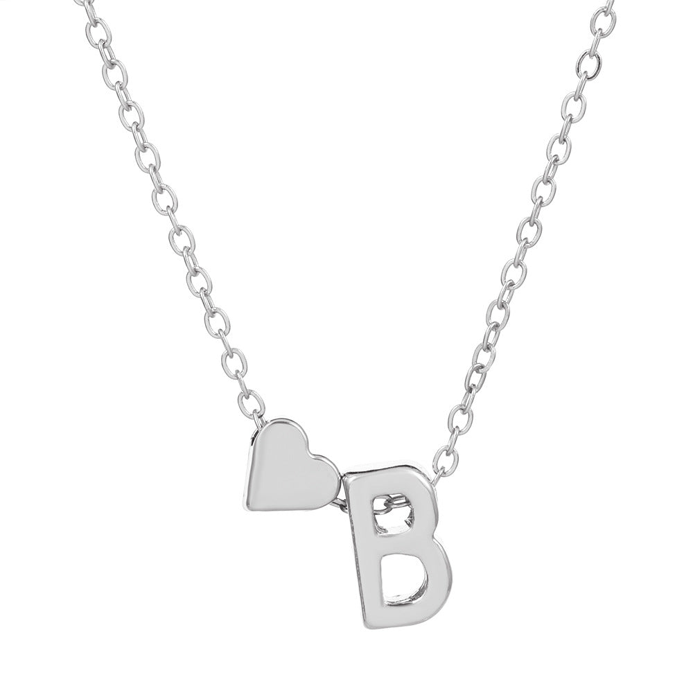 Sweet Heart Letter Alloy Plated Necklace Singapore Chain for Women