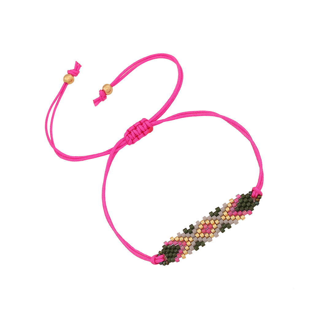Pulsera de mujer bohemia tejida con abalorios, diseño geométrico y cuentas de cristal