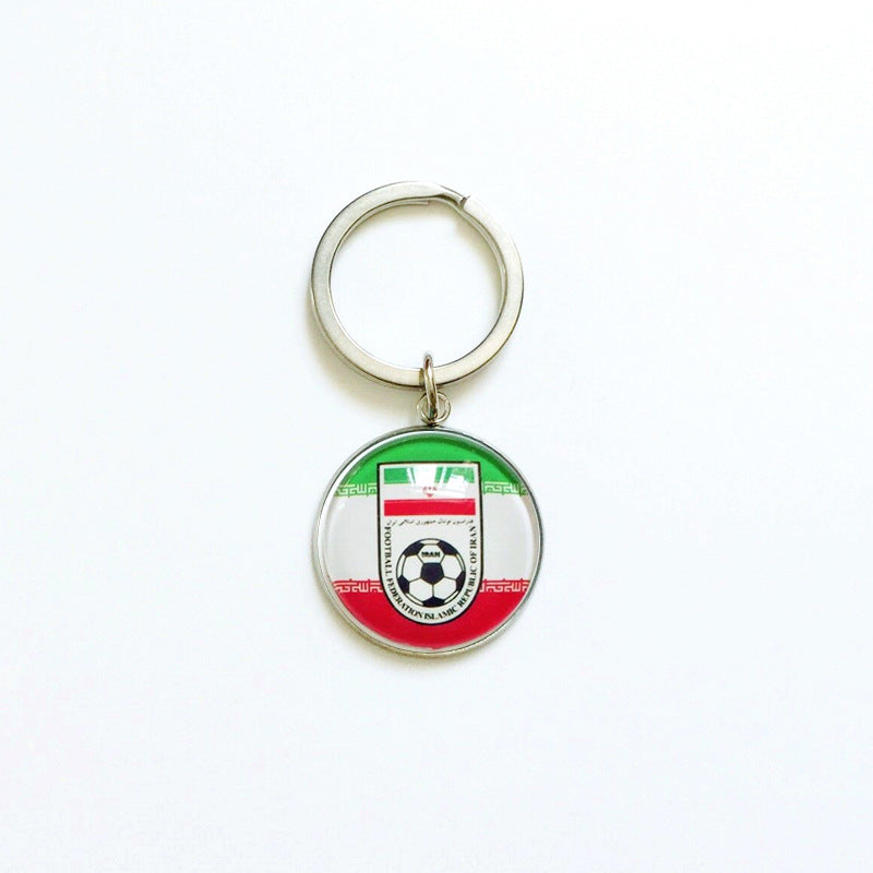 Sporty Round Stainless Steel Keychain National Football Team Souvenir Gift