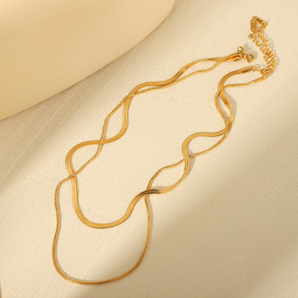 Minimalist Geometric Stainless Steel Snake Chain Necklace with Plated Finish for Women