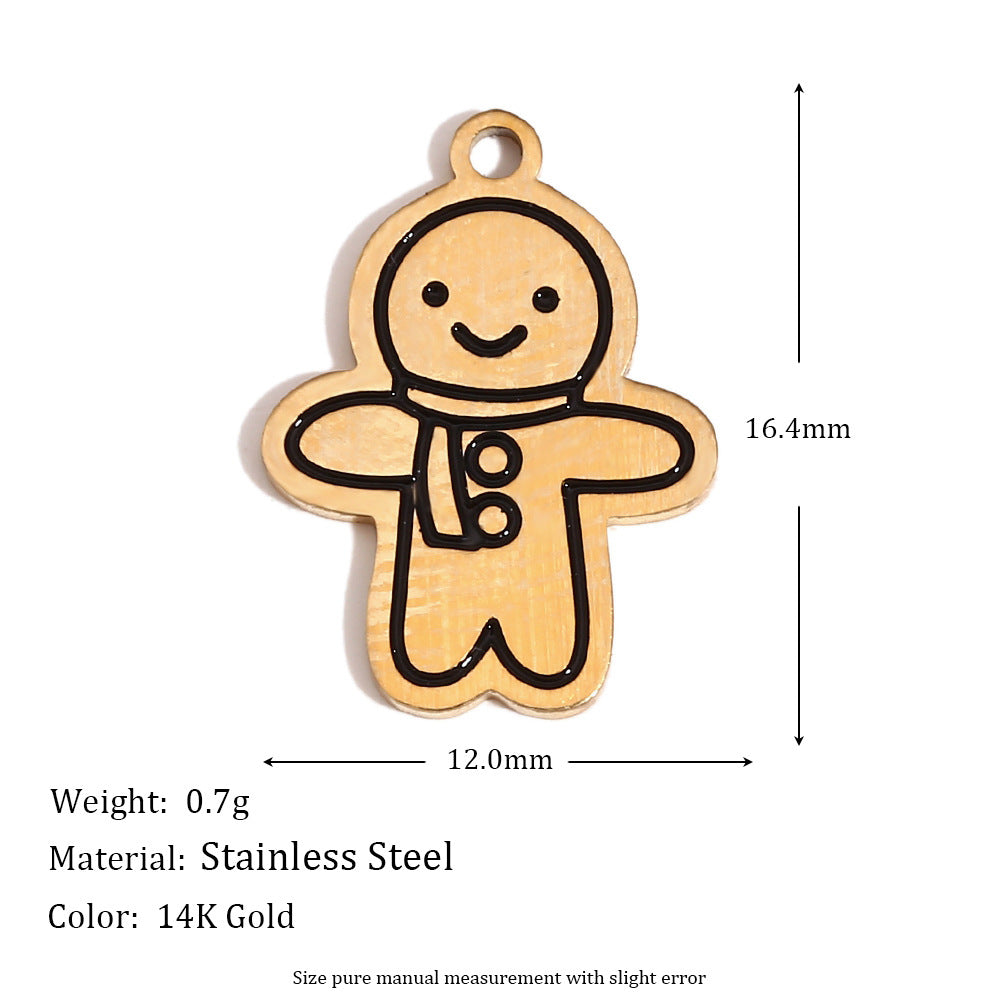 Cute Christmas Reindeer Pendant Necklace for Women Stainless Steel with 14K Gold Plating and Enamel Finish