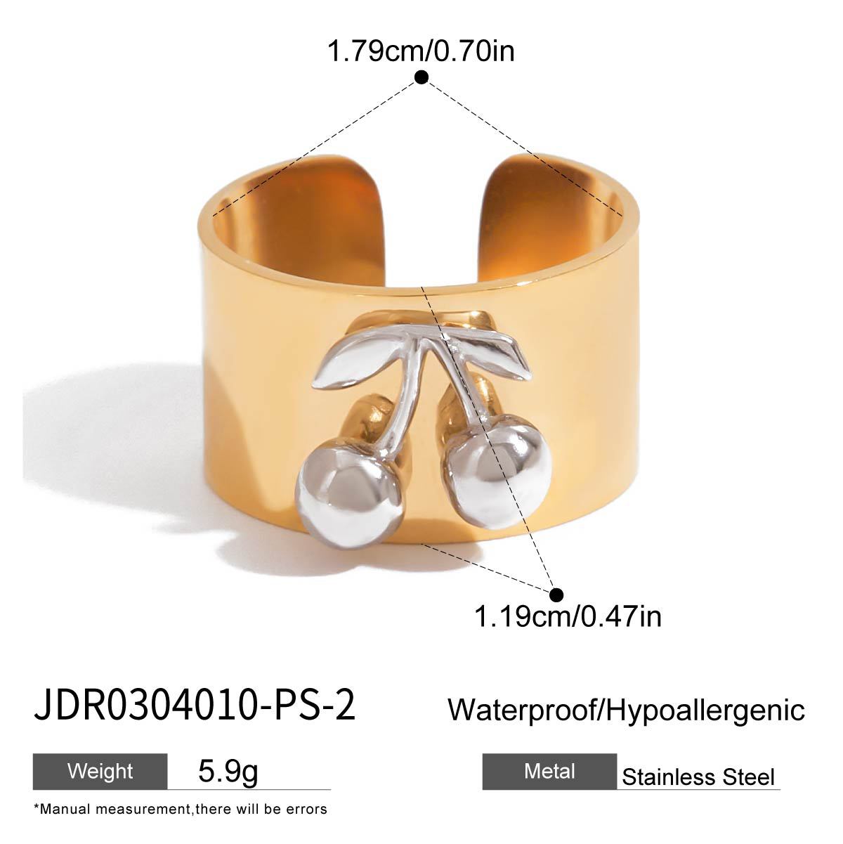 Anello in acciaio al titanio a forma di cuore all'avanguardia con finitura galvanica da donna