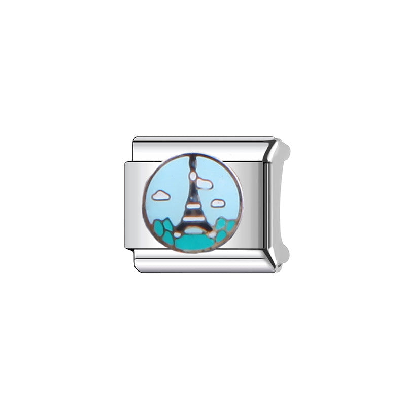 Sweet Cartoon Character Stainless Steel Plated DIY Charm Bar Watch Strap