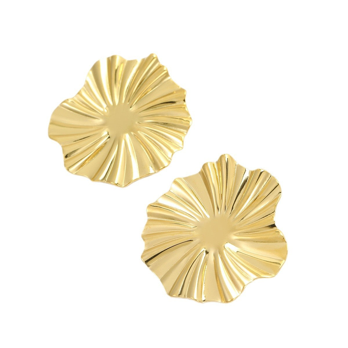 Pendientes de rayas irregulares geométricas vintage para mujer de acero de titanio con chapado en oro de 18 quilates