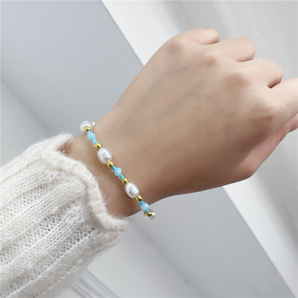 Sweet Natural Geometric Handmade Pearl Bracelet and Anklet for Unisex