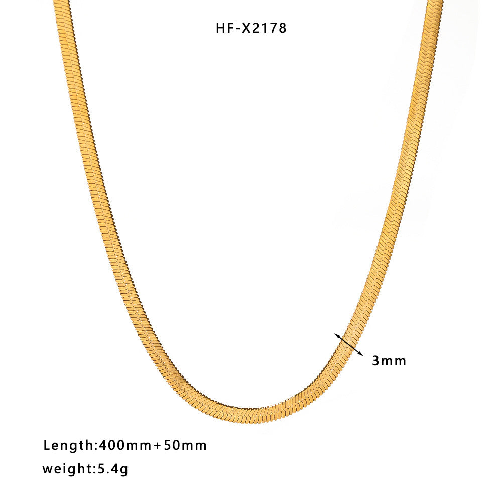 Collana a Catena a Serpente Geometrica Minimalista in Acciaio Inossidabile da Donna con Placcatura Sottovuoto in Oro 18K