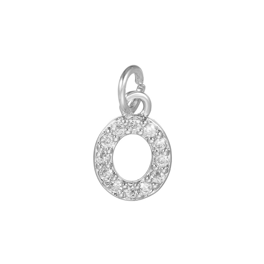 14K Gold Plated Brass Letter Pendant with Cubic Zirconia Charm Bar