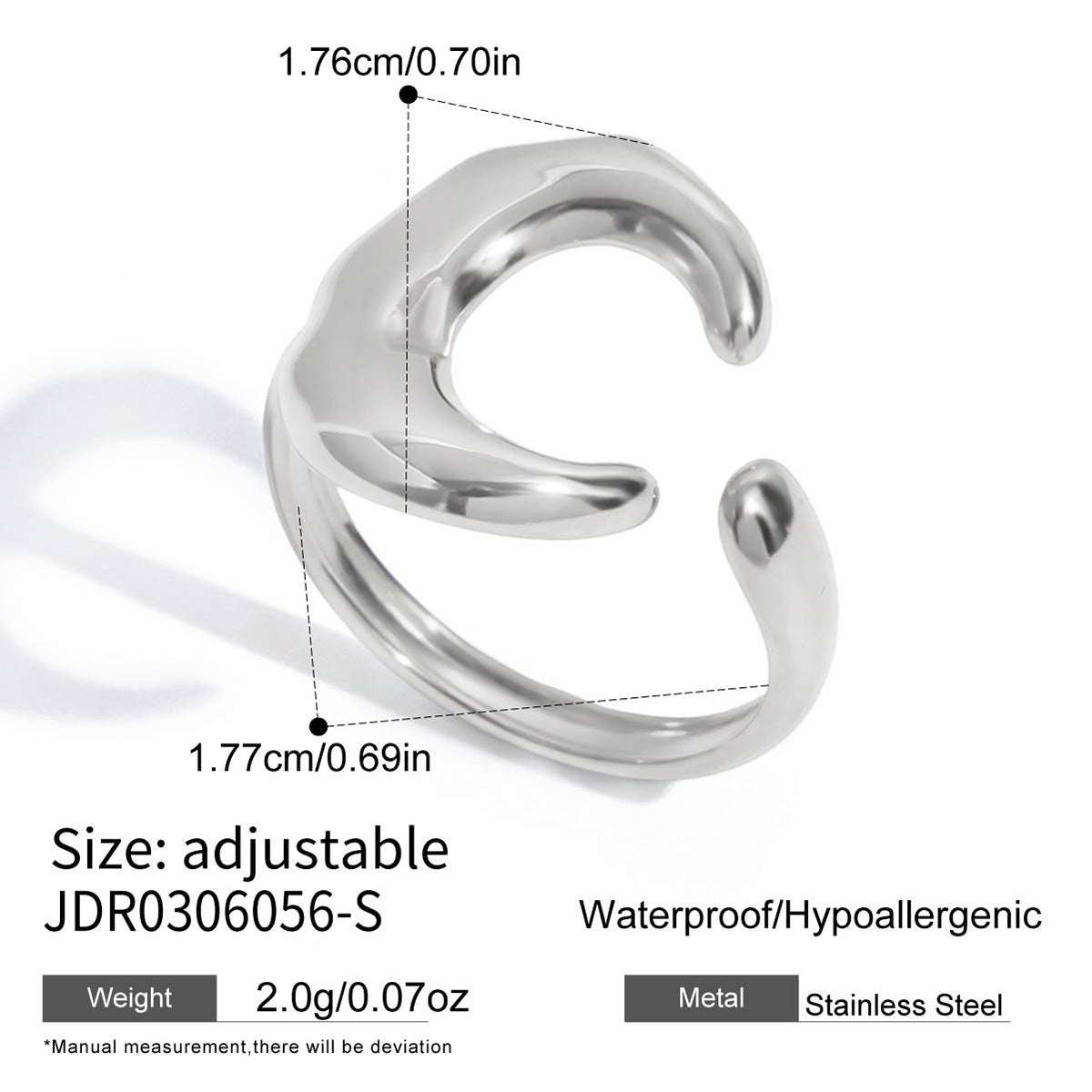 Minimalist Luxury Geometric Stainless Steel PVD Ring with Cubic Zirconia for Women