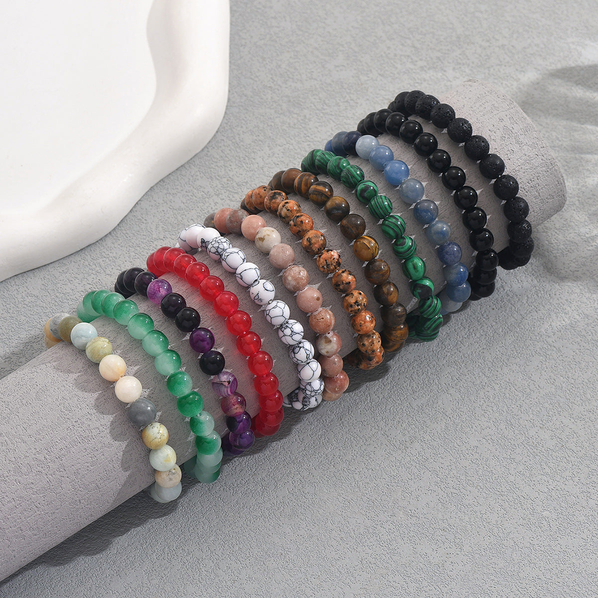 Minimalist Geometric Natural Stone Beaded Bracelet Set for Men and Women Handmade Woven Colorful Premium Bracelets