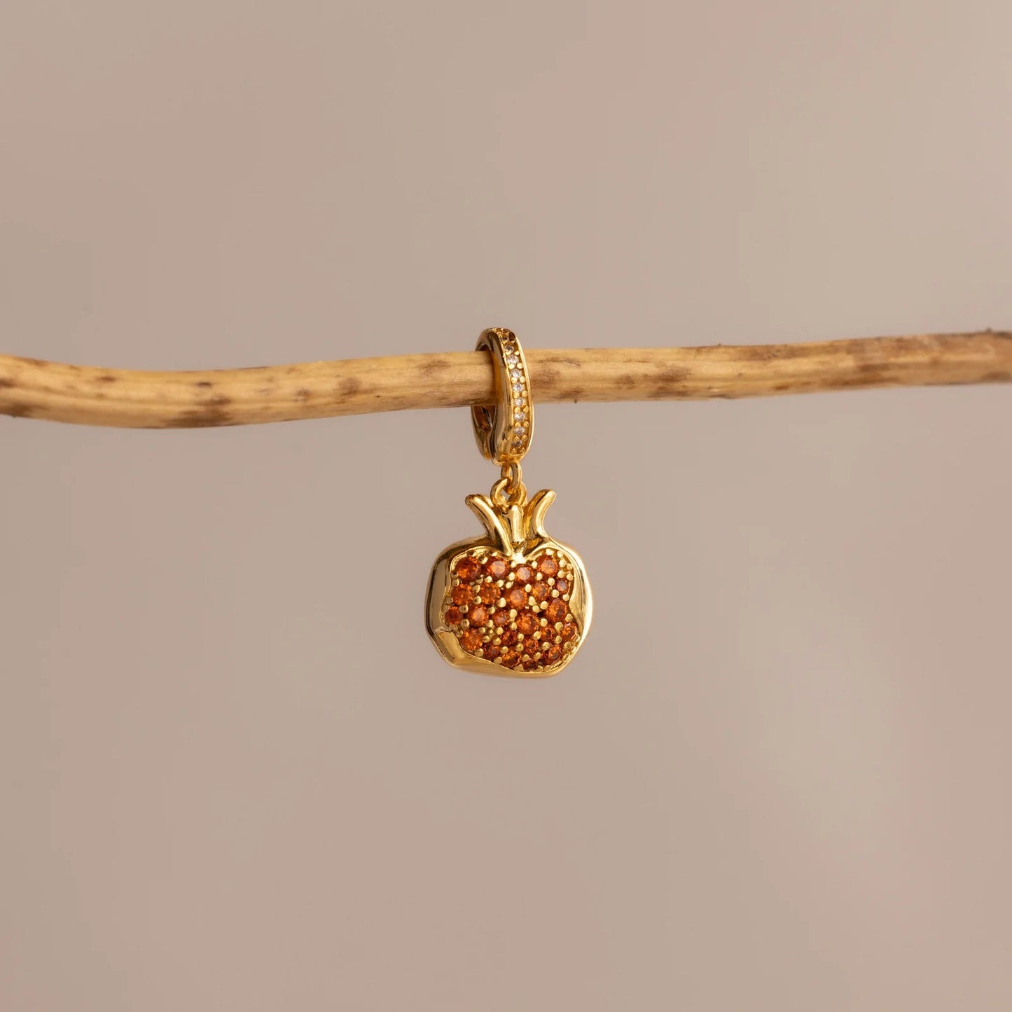 Vintage 18K Gold Plated Brass Fruit Charm Bar with Drip Oil Painting