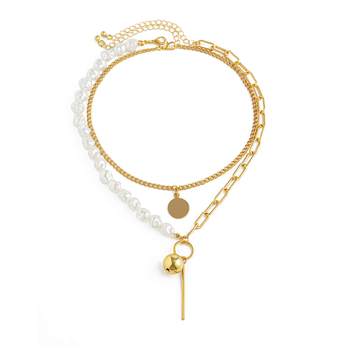 Baroque Minimalist Starfish Alloy Plated Multi-layer Pearl Choker Necklace for Women