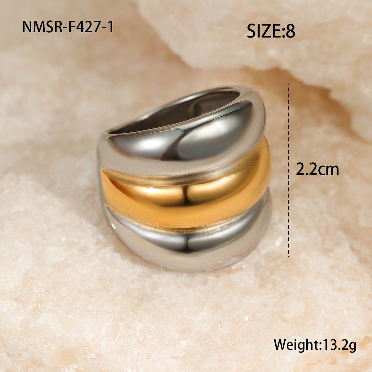 Anello da donna in acciaio inossidabile con placcatura, lussuoso, vintage, geometrico