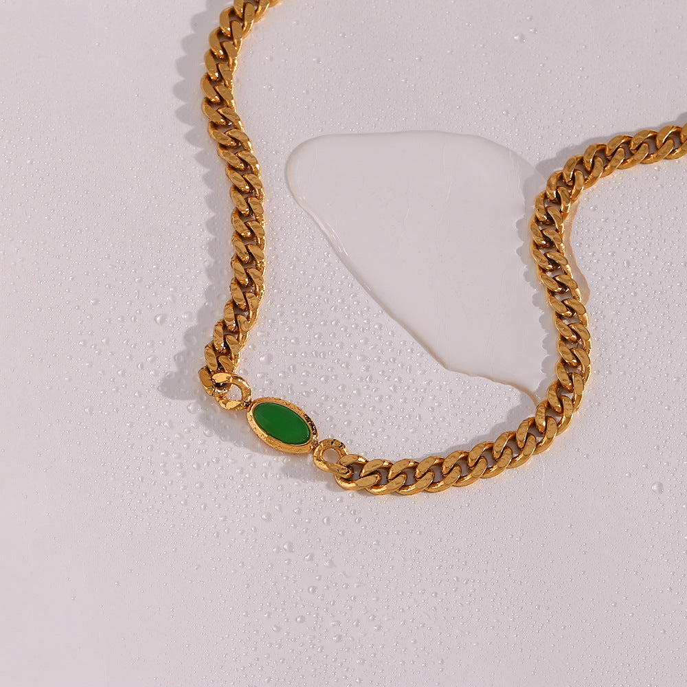 Collana girocollo minimalista ovale con ciondolo in acciaio inossidabile placcato oro 18 carati da donna