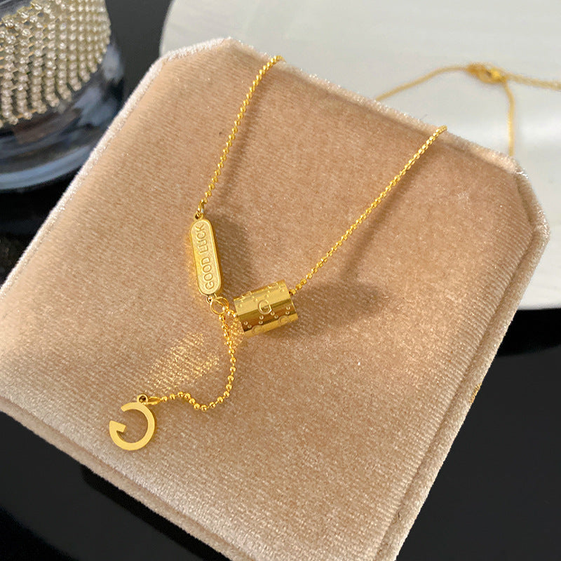 Plated Titanium Steel Letter G Tassel Necklace