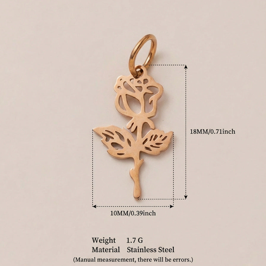 Colgante Vintage de Acero Inoxidable Bañado en Oro de 18K con Dije de Barra para Mujer