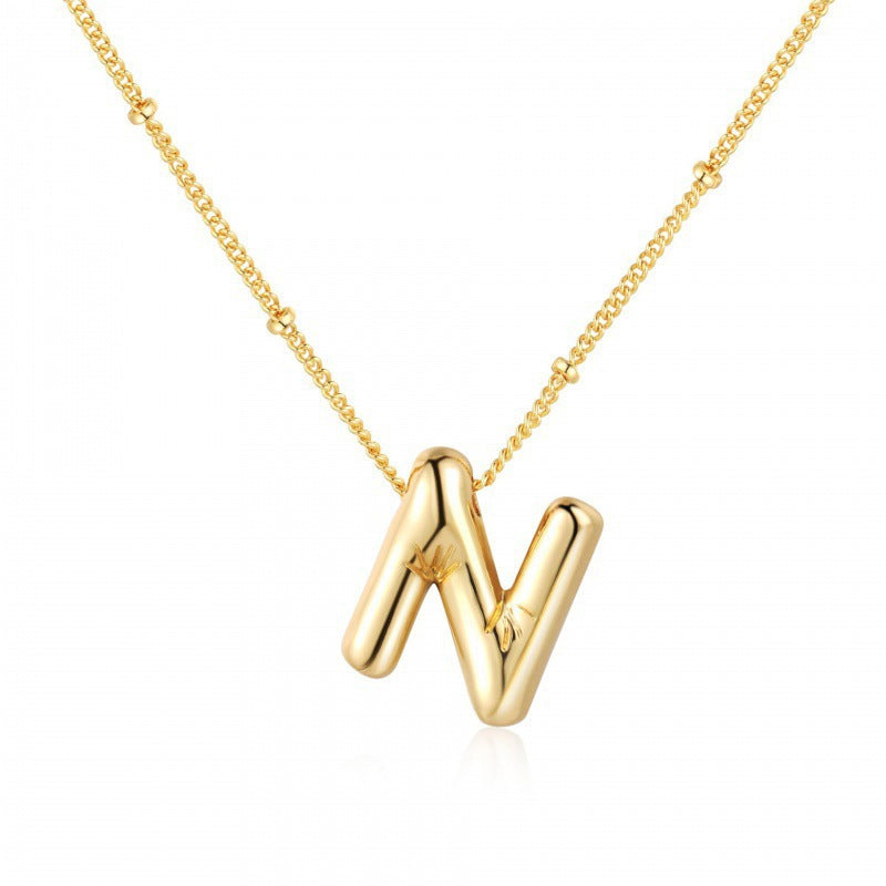 Gold Plated Brass Letter Pendant Necklace for Women
