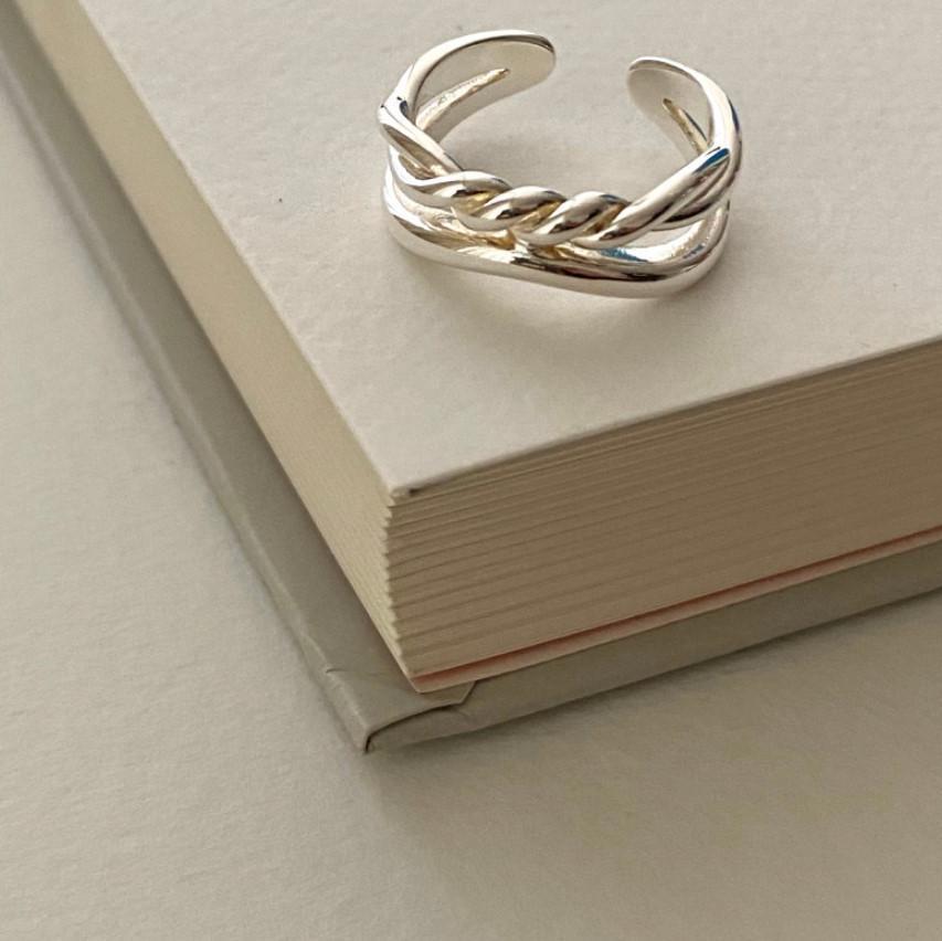 Anello aperto in argento sterling 925 a forma di nodo a cuore per donna