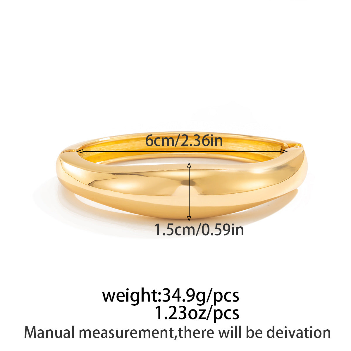 Exaggerated Geometric Oval Plated Alloy Bangle Bracelet