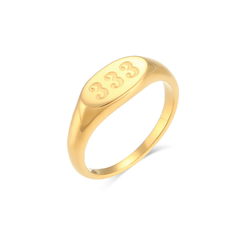 Vintage Minimalist Titanium Steel Digit Ring with Plated Finish for Women