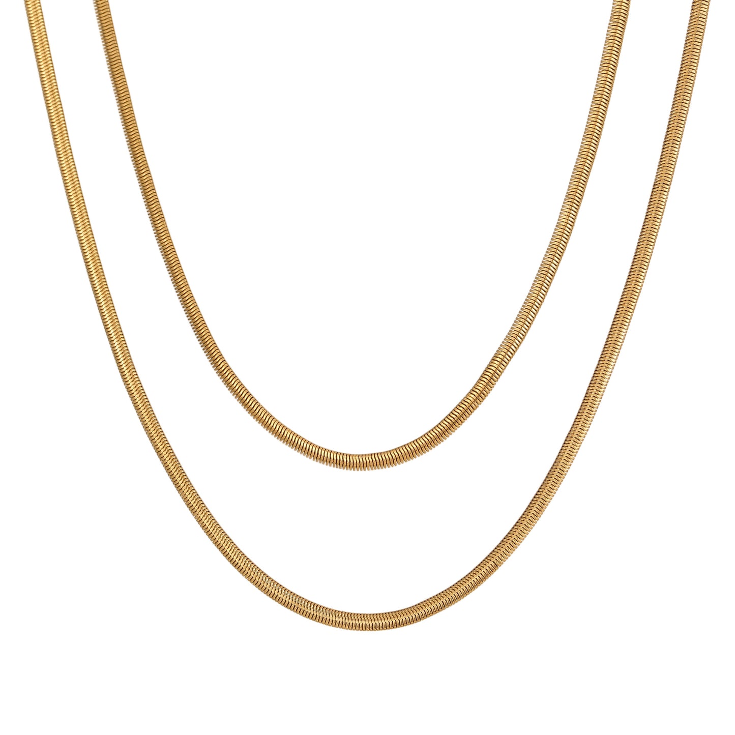 Minimalist Geometric Snake Chain Necklace in Stainless Steel with 18K Gold Plating for Women Long Layering Sweater Chain