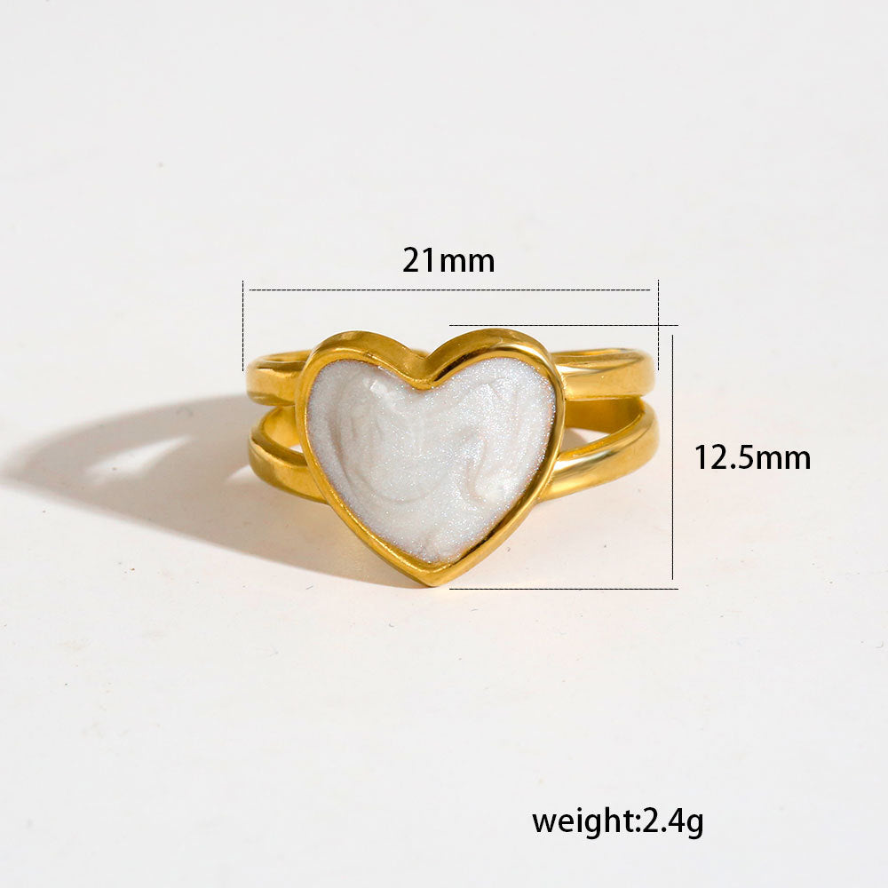 Anillo ajustable hipoalergénico minimalista de acero titanio para mujeres y hombres, con forma de corazón y geométrica, acabado chapado, conjunto de anillos delicados para nudillos.