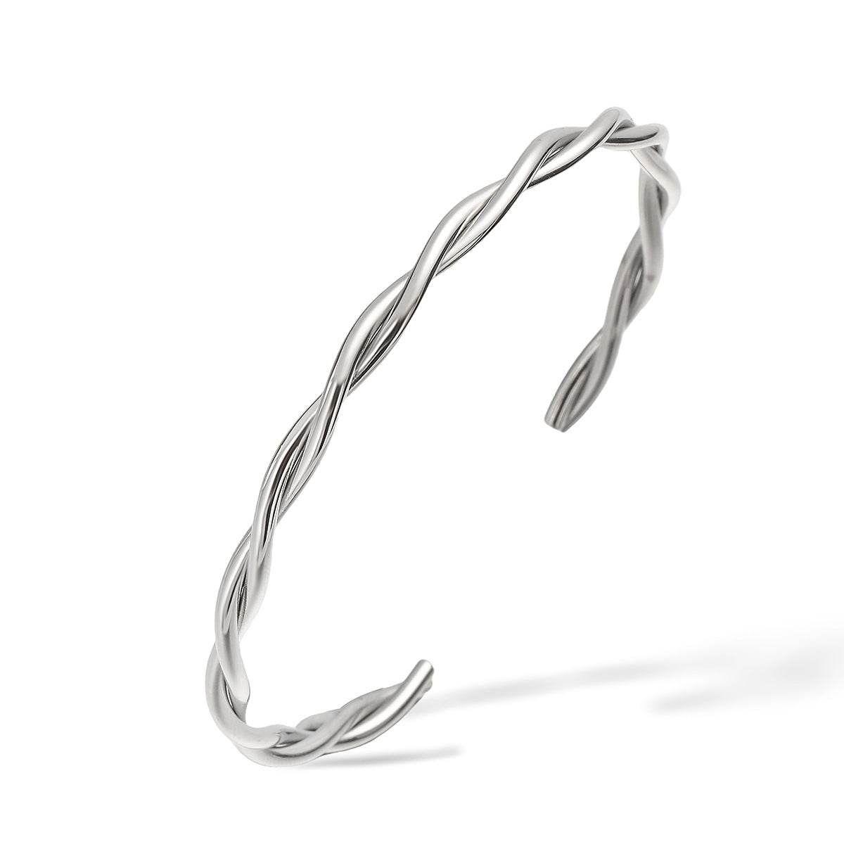 Minimalist Irregular C-Shaped Stainless Steel Bracelet for Women with 18K Gold Plating