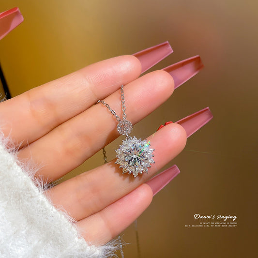 Titanium Steel Geometric Rhinestone Pendant Necklace for Women and Men, Plated Locket Chain Jewelry with Sparkling Zircon Stones