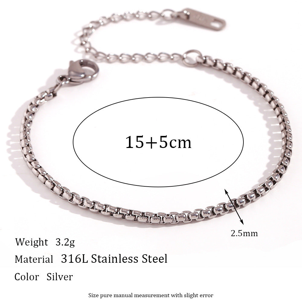 Minimalist Geometric Titanium Steel Plated 18K Gold Pearl Chain Necklace for Women
