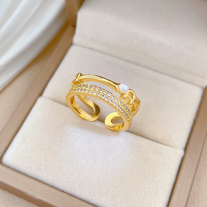 Anello in Ottone Placcato Oro a Forma di Corona in Stile Fumetto con Fascia Aperta Regolabile da Donna