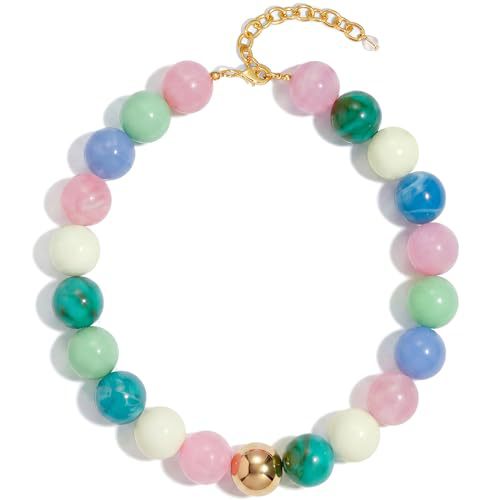 Casual Round Acrylic Bead Necklace Polished Ball Chain Women's Fashion Choker