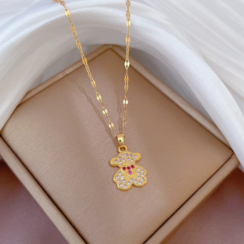 Geometric Minimalist Titanium Steel Necklace with Copper Pendant Plated in Real Gold Irregular Chain