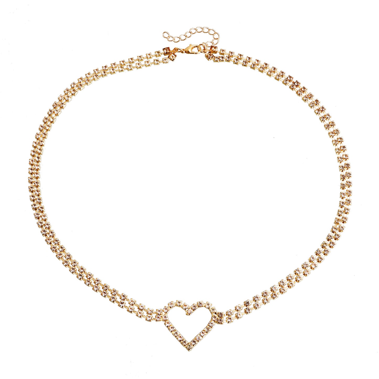 Minimalist Double-Layer Heart-Shaped Alloy Anklet with Prong-Set Rhinestone Accents for Women