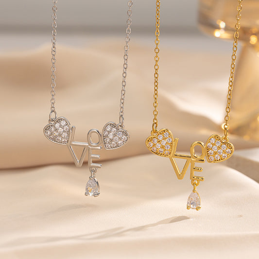Collar con Colgante de Acero de Titanio en Forma de Corazón Minimalista con Incrustaciones de Pedrería y Acabado Pulido, Estilo Guardapelo con Cadena de Serpiente para Mujer