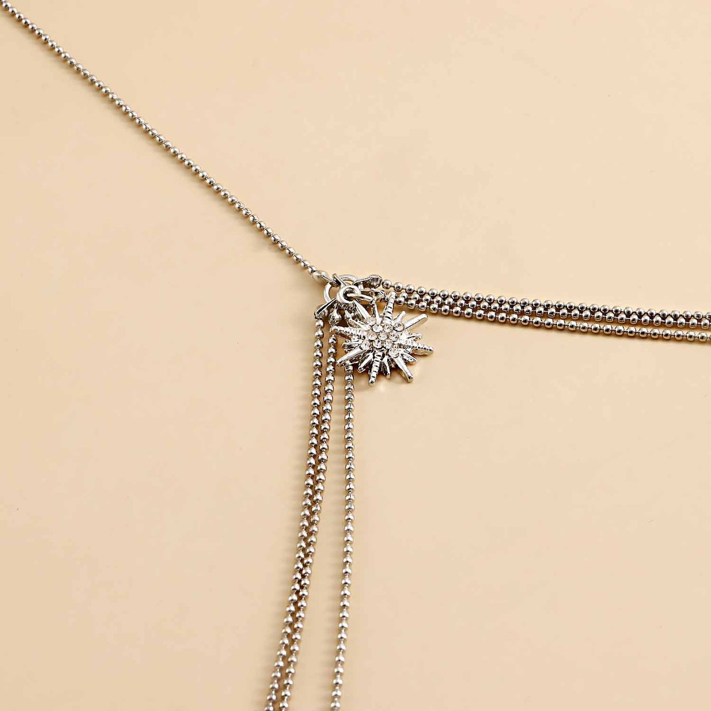 Punk Style Adjustable Elastic Anklet Body Chain with Eight-Pointed Star Pendant for Women